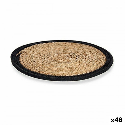 Dækkeserviet i naturlig fiber - sort/natur, Ø30 cm (48 stk)