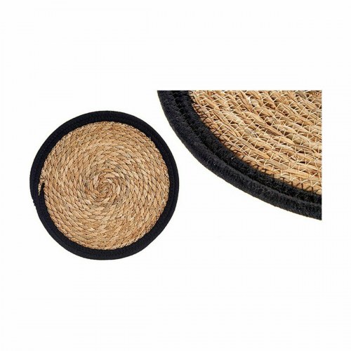 Dækkeserviet i naturlig fiber - sort/natur, Ø30 cm (48 stk)