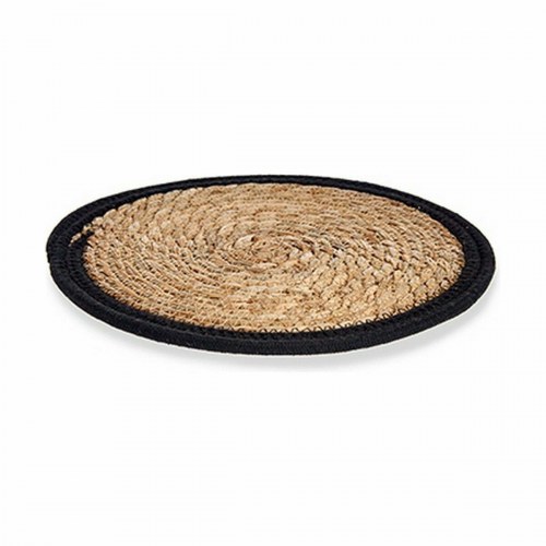 Dækkeserviet i naturlig fiber - sort/natur, Ø30 cm (48 stk)