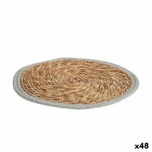 Dækkeserviet i naturlig fiber - grå/natur, 35 cm (48 stk)
