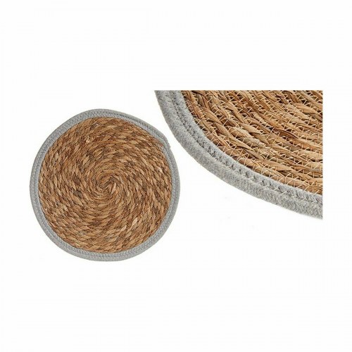 Dækkeserviet i naturlig fiber - grå/natur, 35 cm (48 stk)