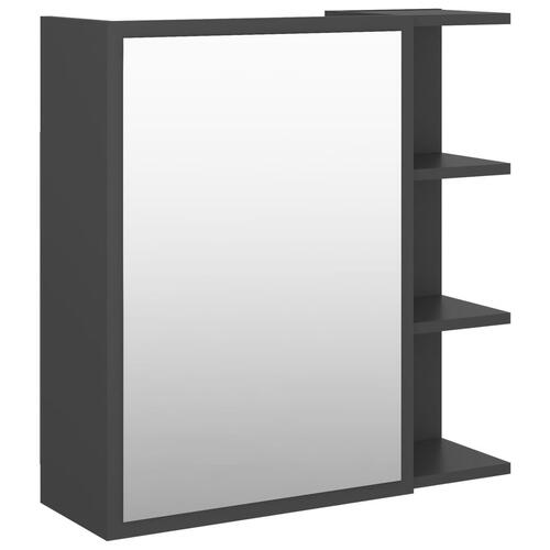 Badeværelsesskab med spejl 62,5x20,5x64 cm konstrueret træ grå