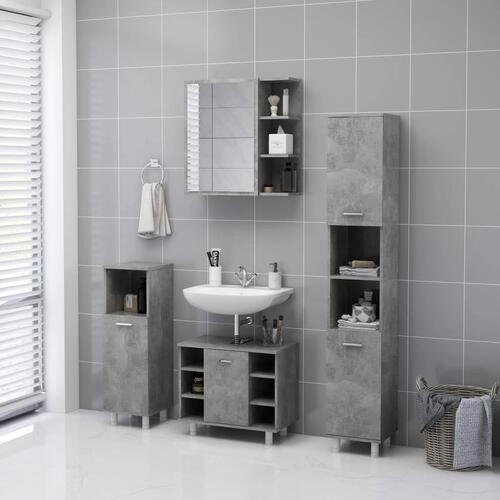 Badeværelsesskab m. spejl 62,5x20,5x64 cm spånplade betongrå
