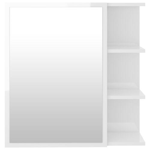 Badeværelsesskab spejl 62,5x20,5x64 cm spånplade hvid højglans