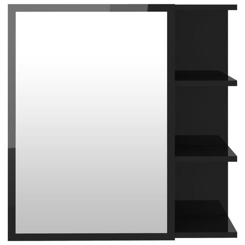 Badeværelsesskab spejl 62,5x20,5x64 cm spånplade sort højglans