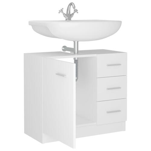 Badeværelsesskab til håndvask 63x30x54 cm konstrueret træ hvid