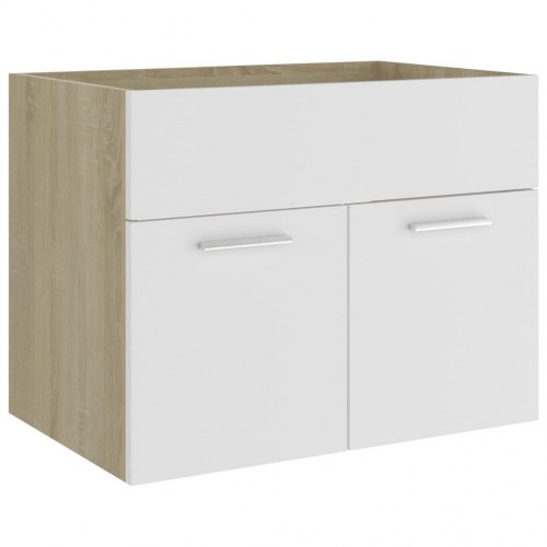 Skab til håndvask 60x38,5x46 cm konstrueret træ hvid sonoma-eg