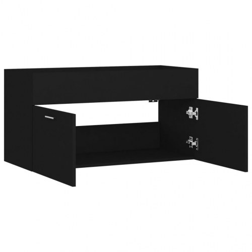 Vaskeskab 90x38,5x46 cm konstrueret træ sort