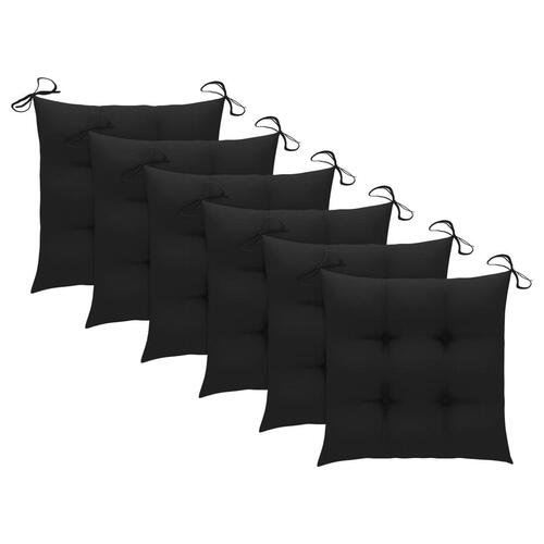 Hynder til havestole 6 stk. 40x40x7 cm stof sort (OUTLET A)