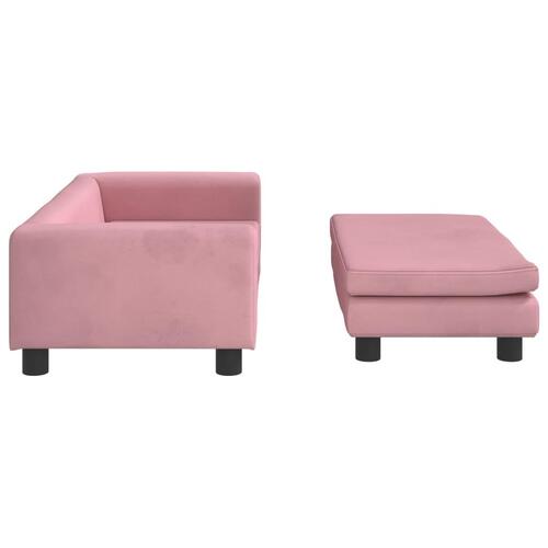Børnesofa med fodskammel 100x50x30 cm fløjl lyserød