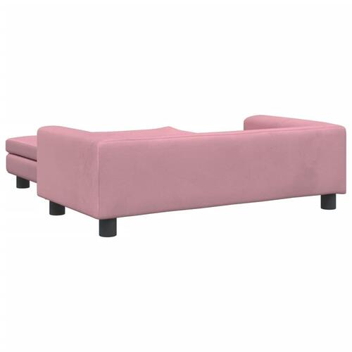 Børnesofa med fodskammel 100x50x30 cm fløjl lyserød