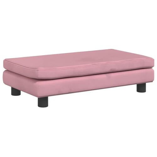 Børnesofa med fodskammel 100x50x30 cm fløjl lyserød