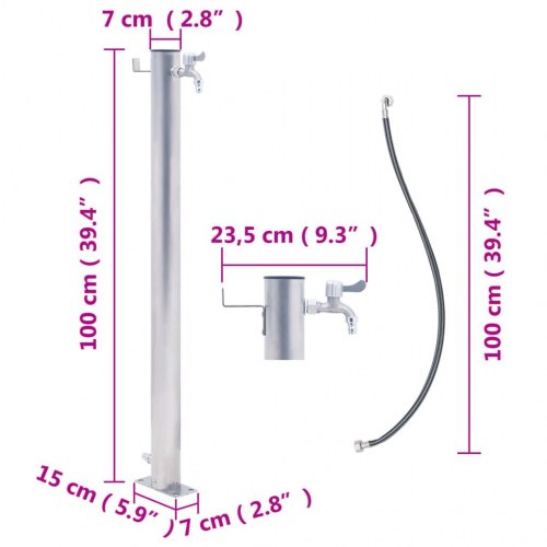 Vandsøjle 100 cm rund rustfrit stål