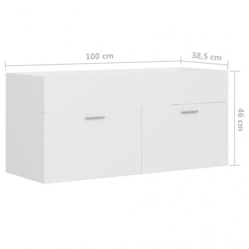 Skab til håndvask 100×38,5×46 cm - konstrueret træ, hvid