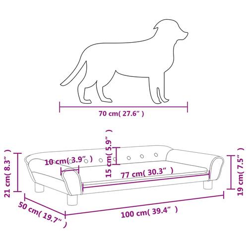 Hundeseng 100x50x21 cm velour cremefarvet