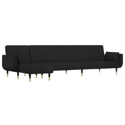 Sovesofa med chaiselong 275x140x70 cm velour sort