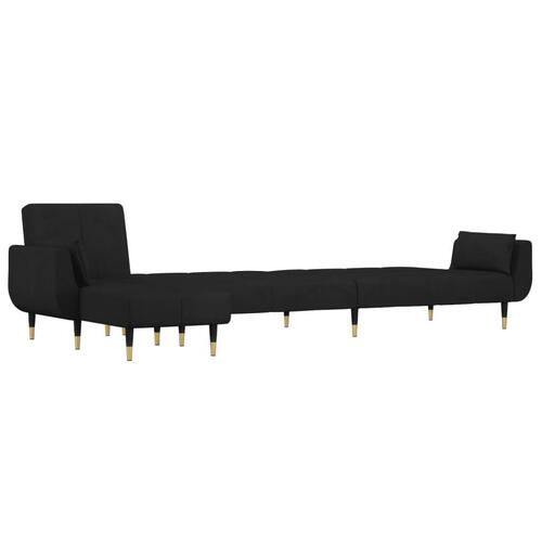 Sovesofa med chaiselong 275x140x70 cm velour sort