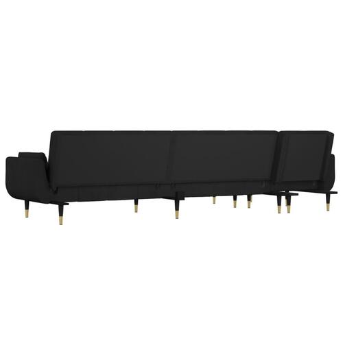 Sovesofa med chaiselong 275x140x70 cm velour sort