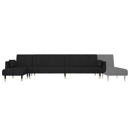Sovesofa med chaiselong 275x140x70 cm velour sort