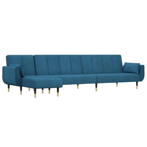 Sovesofa med chaiselong 275x140x70 cm velour blå