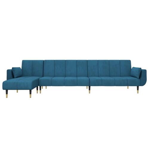 Sovesofa med chaiselong 275x140x70 cm velour blå