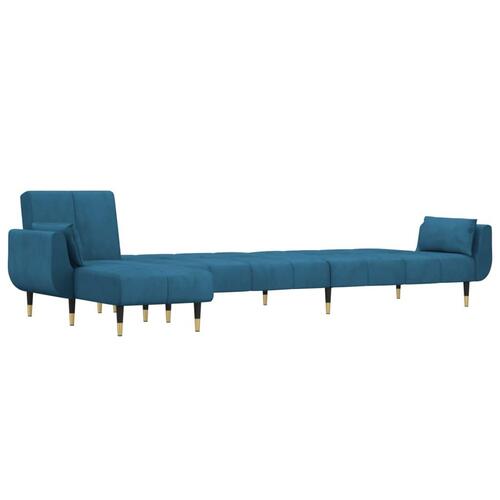 Sovesofa med chaiselong 275x140x70 cm velour blå