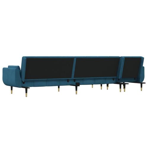 Sovesofa med chaiselong 275x140x70 cm velour blå