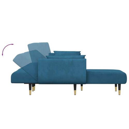 Sovesofa med chaiselong 275x140x70 cm velour blå