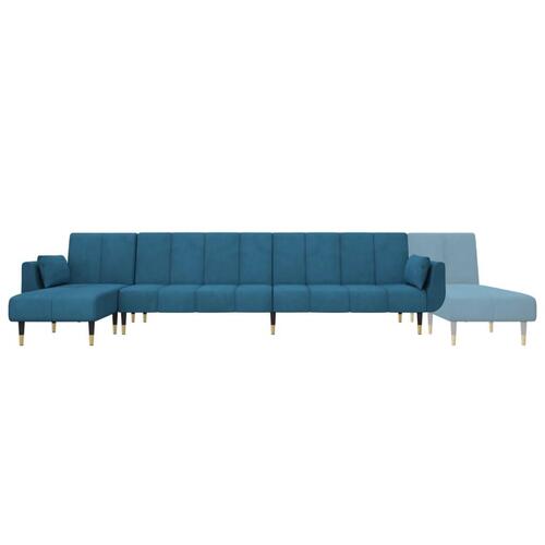 Sovesofa med chaiselong 275x140x70 cm velour blå