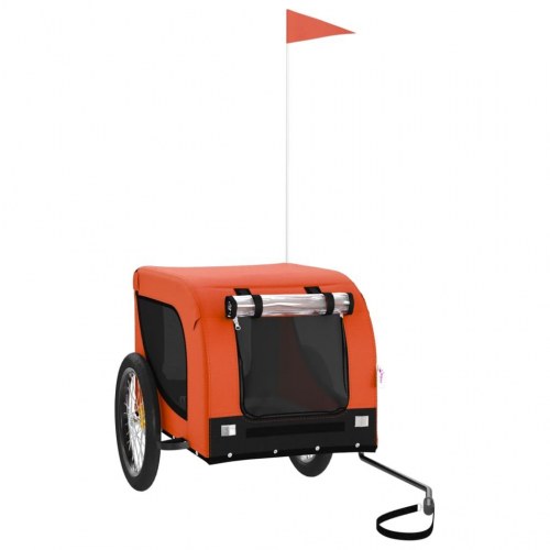 Hundetrailer til cykel i oxfordstof og jern - orange/sort
