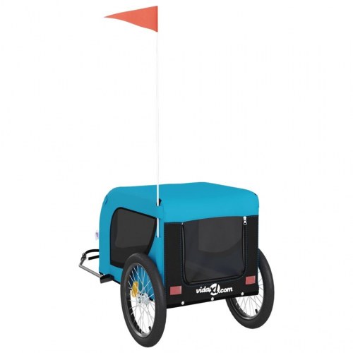 Hundetrailer til cykel i oxfordstof med jernstel - blå/sort