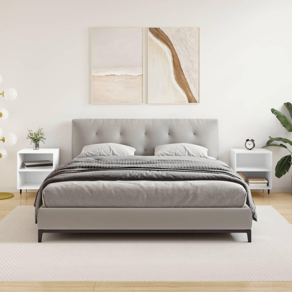 Sengeborde 2 stk. 40x30x50 cm konstrueret træ hvid