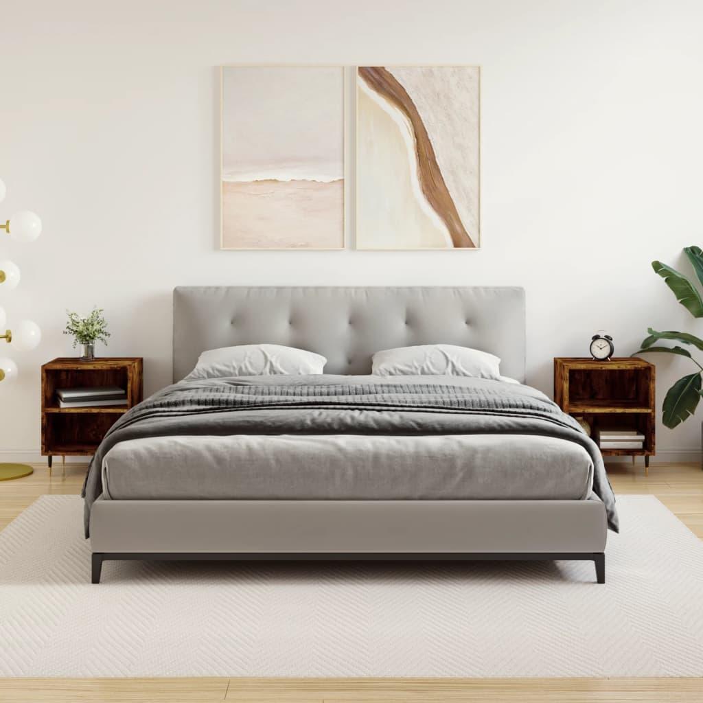 Sengeborde 2 stk. 40x30x50 cm konstrueret træ røget egetræ