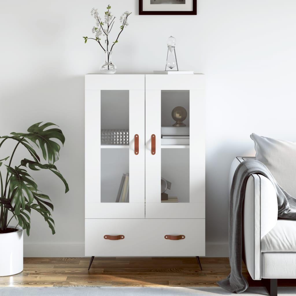 Skab/skænk 69,5×31×115 cm i hvidt konstrueret træ med glasdøre