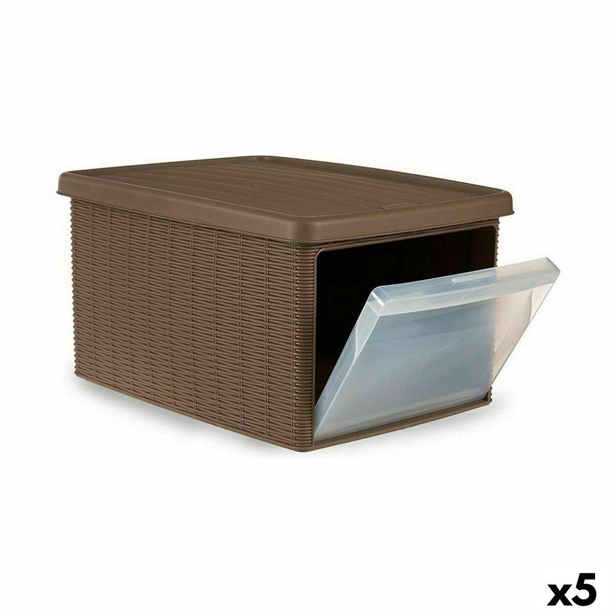 Stefanplast Elegance opbevaringsboks med låg - beige, plast, 29 × 21 × 39 cm (5 stk.)