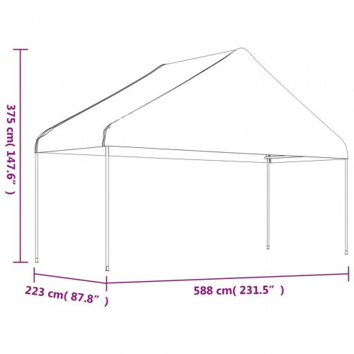 Pavillon med tag 5,88x2,23x3,75 m polyethylen hvid