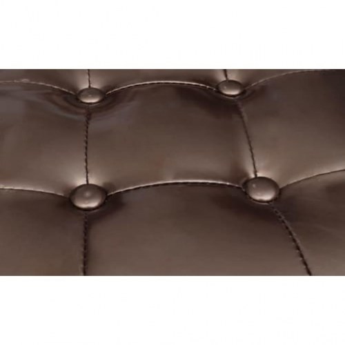 Lænestol med fodskammel i kunstlæder - brun chesterfield-look