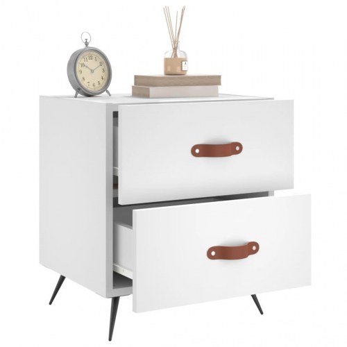Sengeborde 2 stk. med 2 skuffer - hvid, 40 x 35 x 47,5 cm