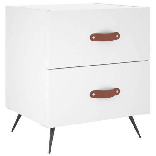 Sengeborde 2 stk. med 2 skuffer - hvid, 40 x 35 x 47,5 cm
