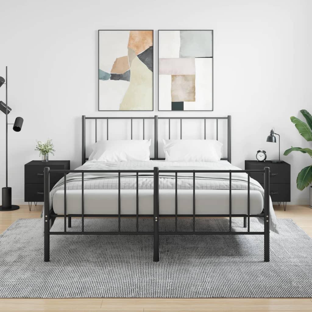 Sengeborde 2 stk. 40x35x47,5 cm konstrueret træ sort billede