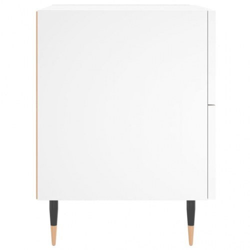 Sengebord med 2 skuffer - hvid, konstrueret træ, 40×35×47,5 cm