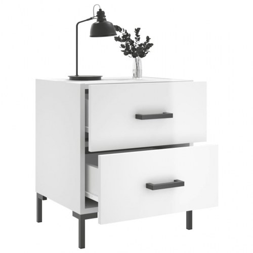 Sengeborde 2 stk. - 40×35×47,5 cm i hvid højglans med metalfødder