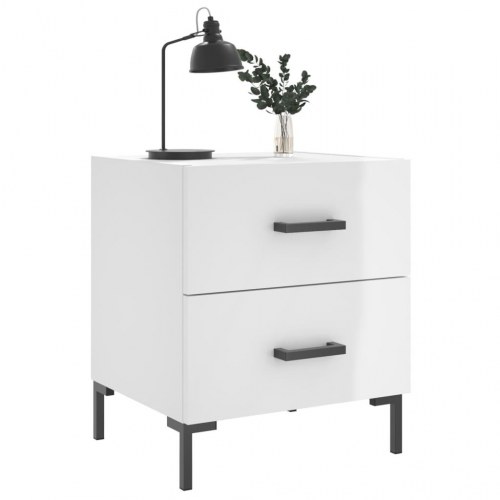 Sengeborde 2 stk. - 40×35×47,5 cm i hvid højglans med metalfødder