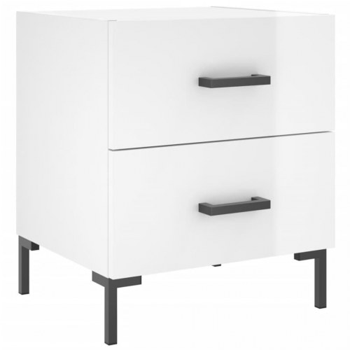Sengeborde 2 stk. - 40×35×47,5 cm i hvid højglans med metalfødder