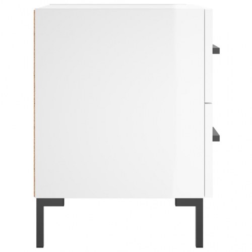 Sengeborde 2 stk. - 40×35×47,5 cm i hvid højglans med metalfødder