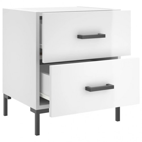 Sengeborde 2 stk. - 40×35×47,5 cm i hvid højglans med metalfødder