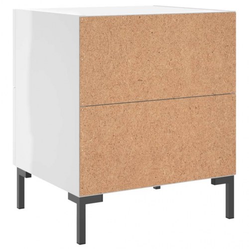Sengeborde 2 stk. - 40×35×47,5 cm i hvid højglans med metalfødder