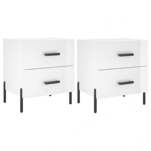 Sengeborde 2 stk. 40x35x47,5 cm konstrueret træ hvid højglans