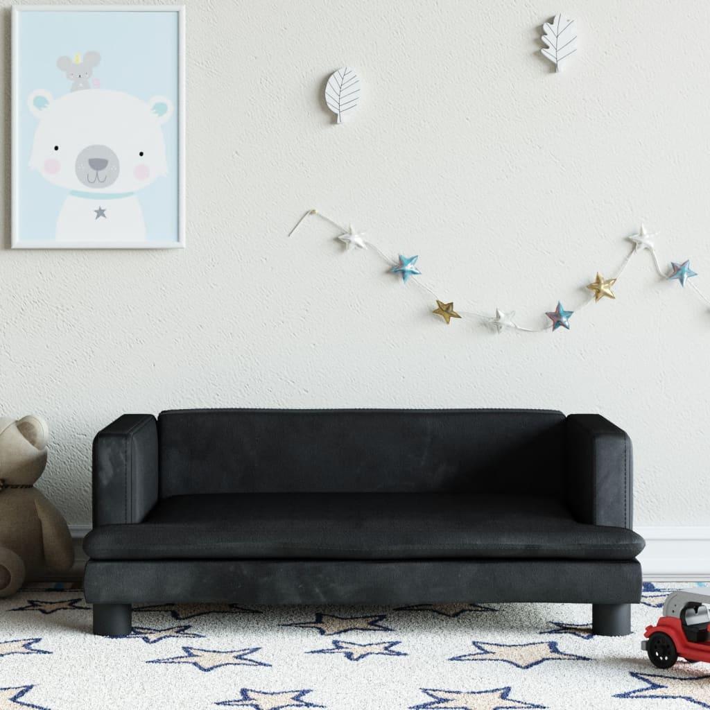 Sofa til børn 80x45x30 cm velour sort
