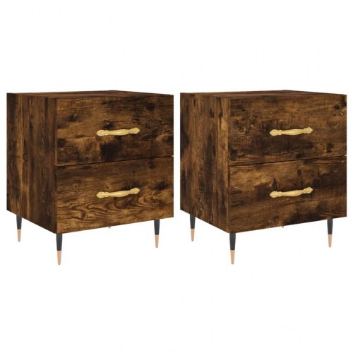 Sengeborde 2 stk. 40x35x47,5 cm konstrueret træ røget egetræ